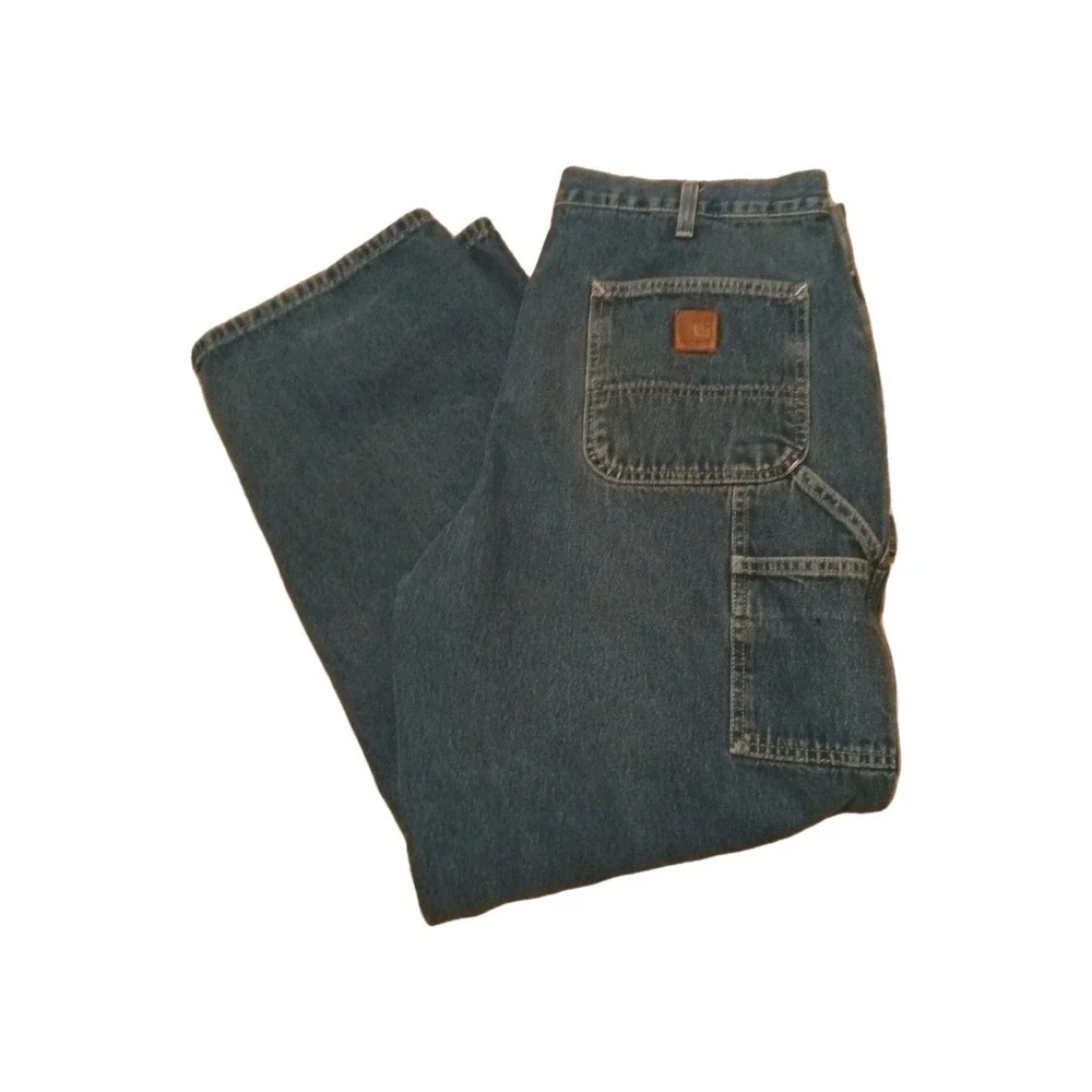 Carhartt‎ Jeans Mens Workwear Denim Carpenter Pants Blue B13 DST - 38x32 (36x30)